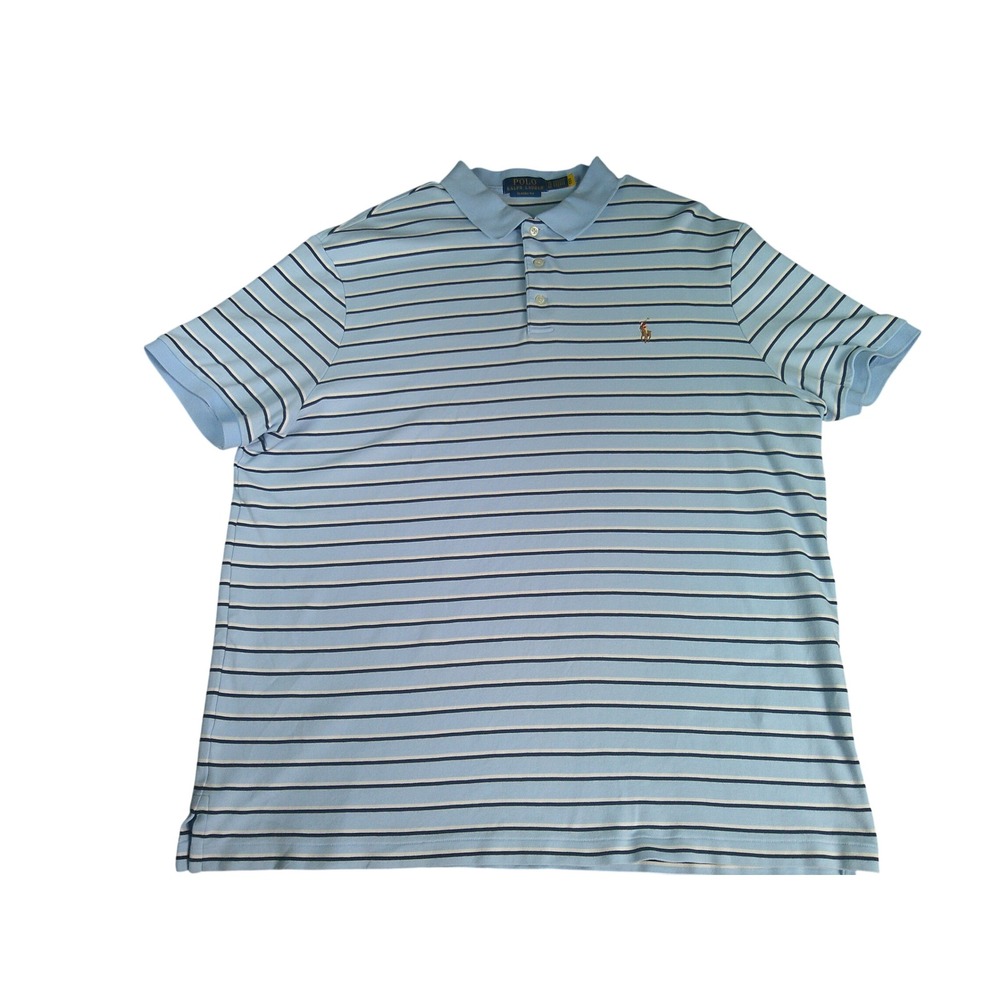 Polo Ralph Lauren Men's XL Classic Fit Striped Polo Shirt Blue White Cotton